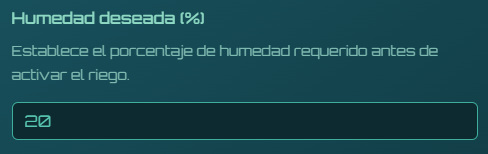 Configuración de humedad deseada