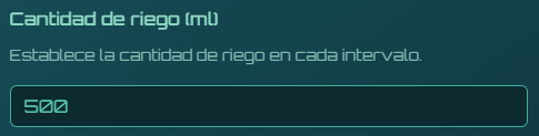 Configuración de cantidad de riego