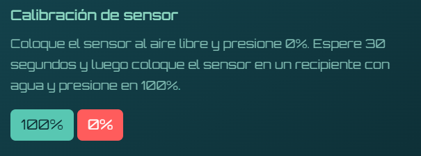 Pantalla de calibración de sensor
